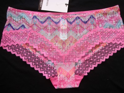 SLIP SHORT HÖSCHEN M&S Gr. L - UK 14 HIPSTER DESSOUS PINK MIX RETRO TROPICAL