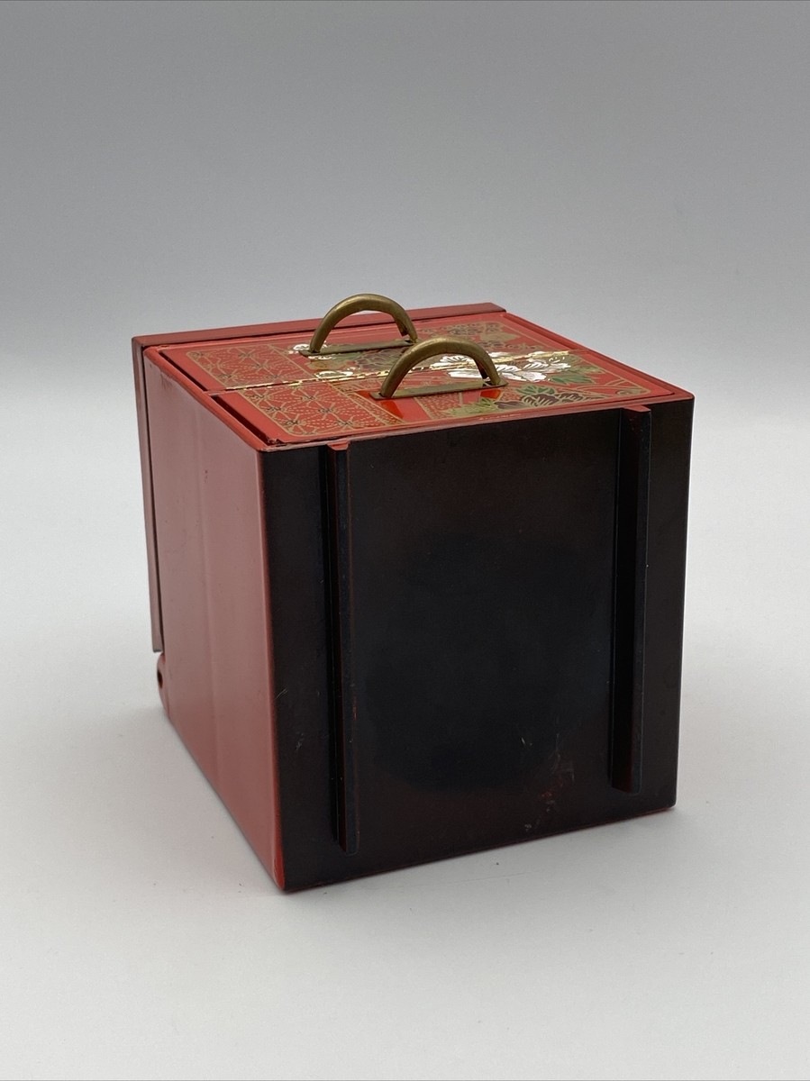 Vintage Japanese Plastic Red Lacquer Mini Chest of Drawers