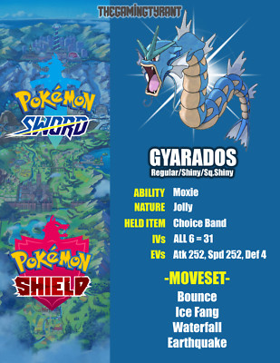 Pokemon Sword and Shield Gyarados 6IV VGC Regular Shiny Sq.Shiny 
