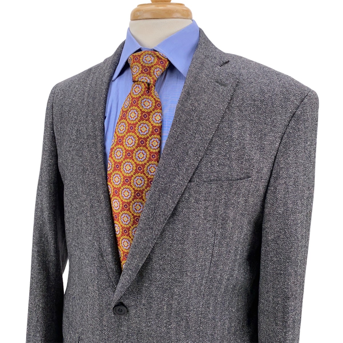 Michael Kors Dark Gray Herringbone Itialian Wool Silk Blazer Sport Jacket  42R