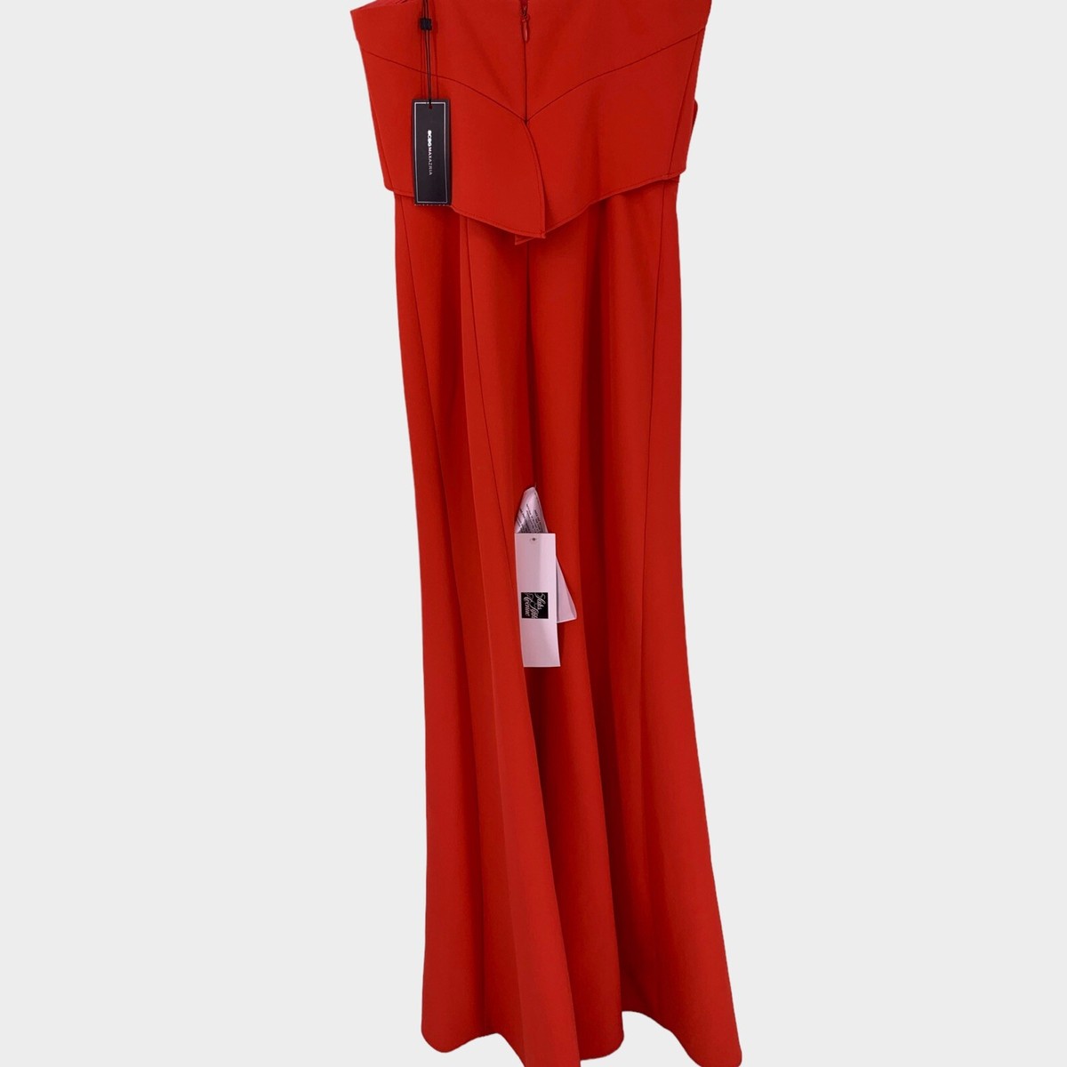 ★セール♪★BCBGMAXAZRIA PENELOPE ミディドレス★ BCBG MAXAZRIA Red-Orange PENELOPEY Strapless Overlay Gown