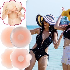 2 Pairs Women's Reusable Self Adhesive Invisible Pasties Safe Nippleless Covers