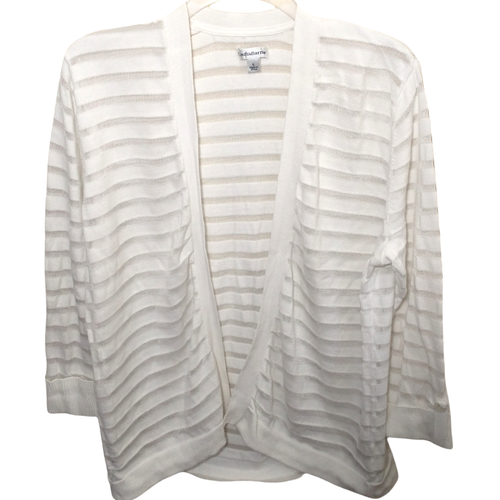 White Striped Open Cardigan Sweater | eBay