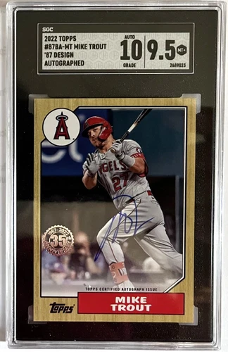 2022 Topps #87BA-MT Mike Trout Angels '87 Design Autograph SGC 9.5 Mint+ Auto 10