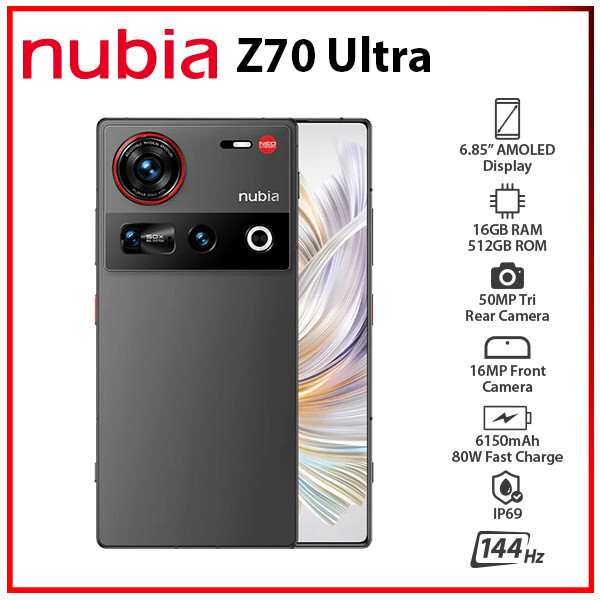 SIMフリー|Nubia Z70s Ultra|16/512GB ブラック|新品 ZTE nubia Z70 Ultra 5G BLACK 16GB+512GB Dual SIM Global Ver
