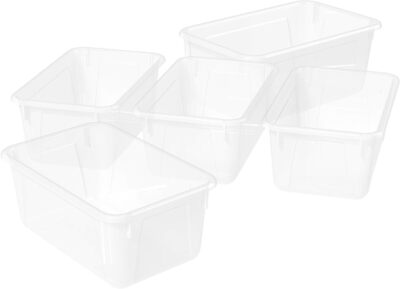 Storex Small Cubby Bins   Plastic 12.2 x 7.8 x 5.1 Inches, Translucent 