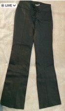 Wilson Leather Maxima Lace Up Zip Side Raw Hem Black Soft Motorcycle Pants Sz 2