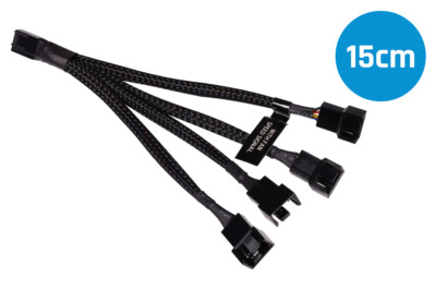 (39,33 EUR/m) Alphacool Y-Kabel 4Pin PWM auf 4x 4Pin PWM - Schwarz 15cm
