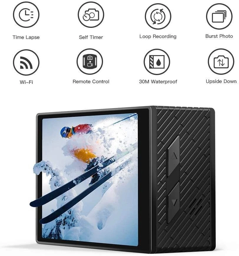 FHD 4K Action Camera 20MP, Built-in WiFi, Remote Control & 20 Accessories Kit - Image 3 of 4