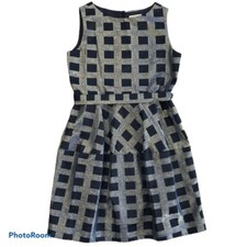 EUC J.CREW crewcuts metallic silver party dress exposed zipper 8