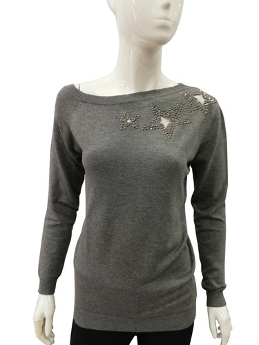 Maglia Donna CHIARA DALBA Maglioncino Collo Asimmetrico Grigio Manica Lunga  | eBay