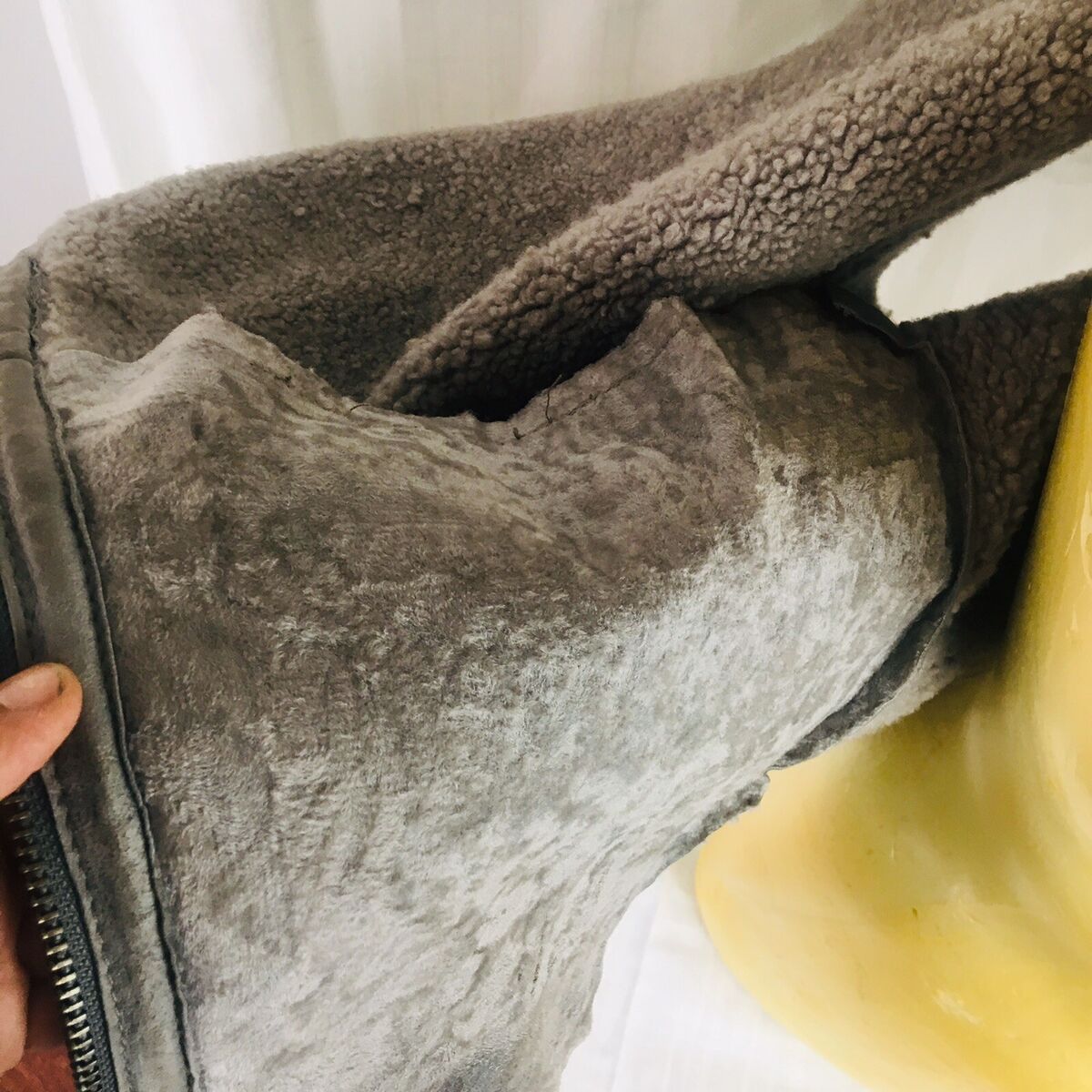 Helmut Lang Weathered Vest Hoodie Small Grey Leather Helmut Lang Weathered Vest Hoodie Small Grey Leather