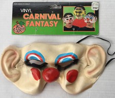 Vintage Ben Cooper Clown Halloween Mask Vinyl Carnival Fantasy New with Tags