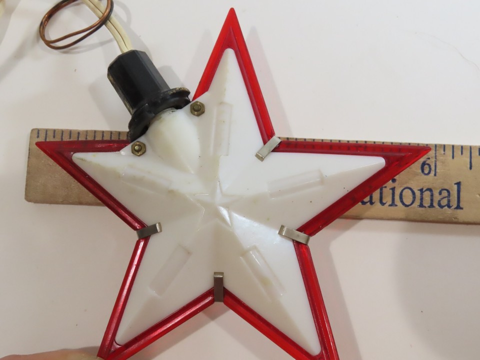 Paramount White Red Trim Star Electric Christmas Tree Topper Vintage 9