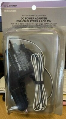 Radio Shack (273-1801) Auto Cigarette Lighter DC Power Adapter NEW
