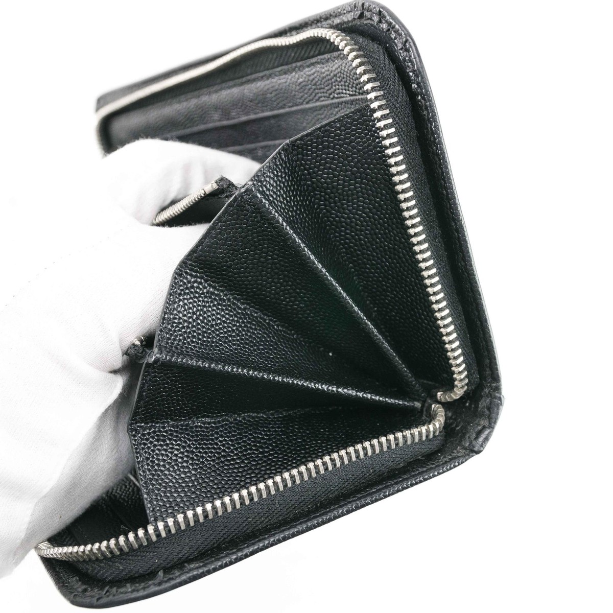 Saint Laurent Studded Zip-Around Wallet in Black Leather | eBay