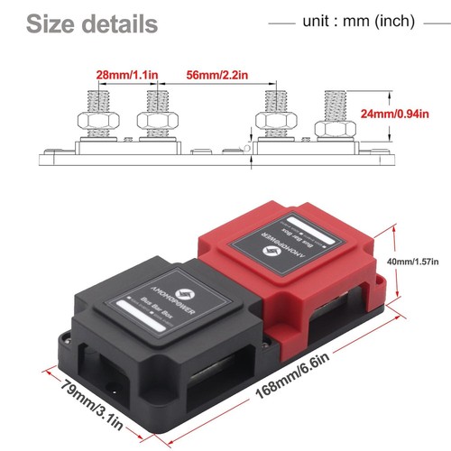 Heavy-Duty 400A 48V Battery Bus Bar Terminal Block - Easy Wiring Configuration - Picture 5 of 9