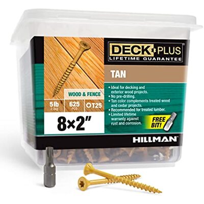 Deck Plus 48414 Wood Screws #8 x 2'', Tan, 5lb Box
