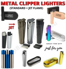 METAL CLIPPER LIGHTERS SET VARIOUS COLORS WITH GIFT CASE BOX REFILLABLE FLINT UK