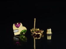 14K Yellow Gold Heart Shape Stud Earrings