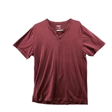 Urban Outfitters Henley Short Sleeve T Shirt Mens L Standard Fit Red Burgundy