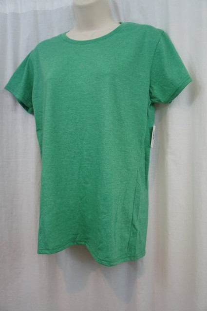 Gold Toe Ladies Crew T Shirt Sz L Heather Green Solid Short Sleeve Casual Top for sale online