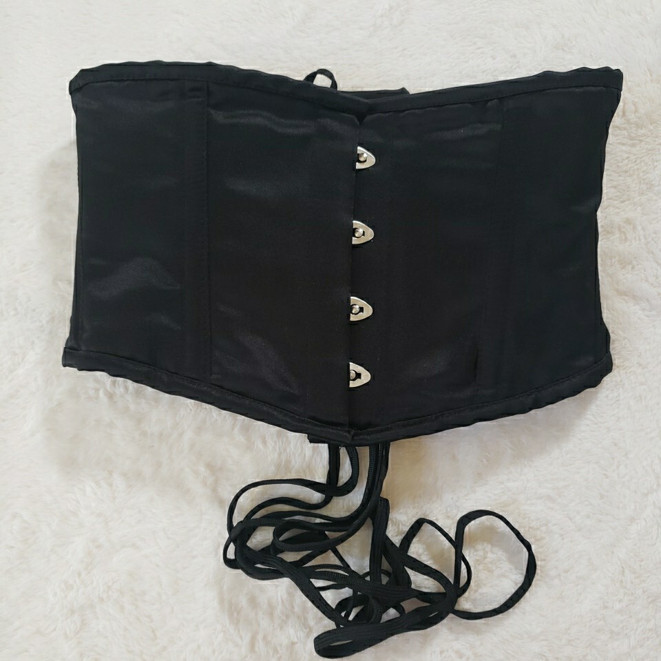 Solid Strapless Underbust Lace-Up Corset Black - image 1