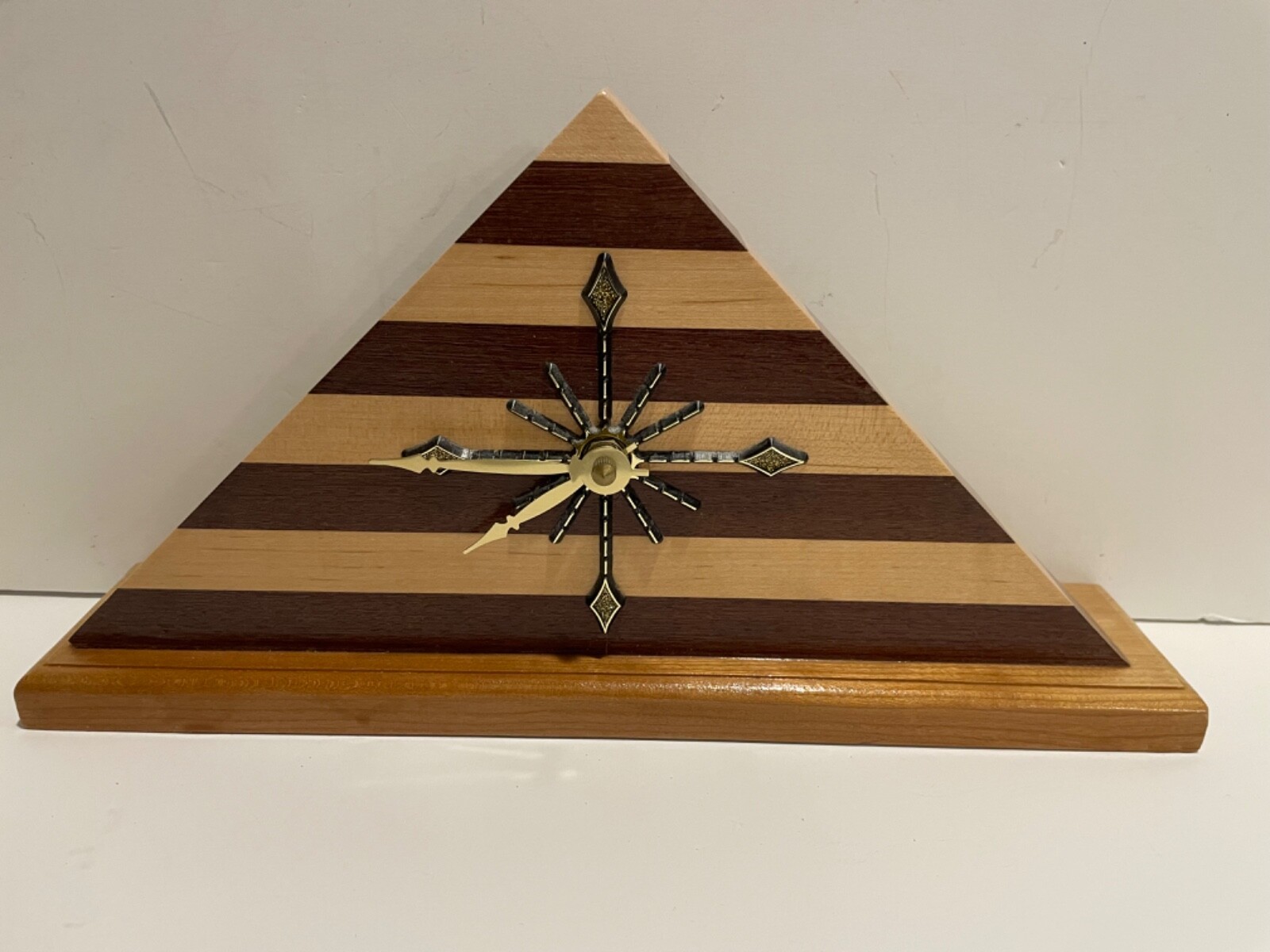 Mid Century Modern Stacked Wood Mantle Table Clock Atomic
