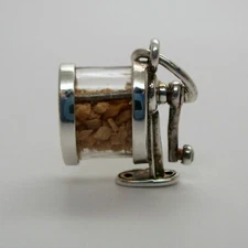 Vintage STERLING SILVER Pencil Sharpener MOVABLE CHARM Teacher Gift MINT Pendant