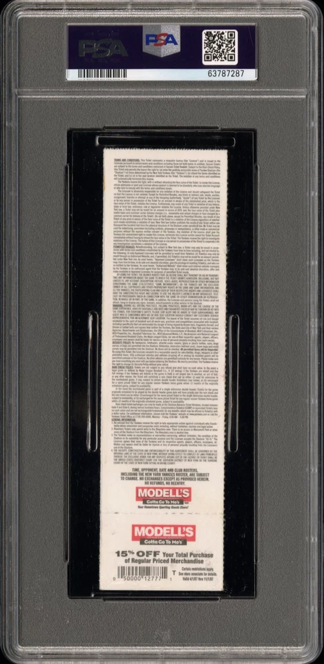 2007 A Rod Alex Rodriguez 500th HR Homerun Сезон Полный Билет Заглушка Оценка PSA - Изображение 2 из 2