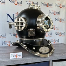 Black & Nickel Finish Diver Helmet, Full Size Mark V Diving Helmet, Navy Diver's