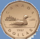 1987 Canada Loonie — photo from another recent sale