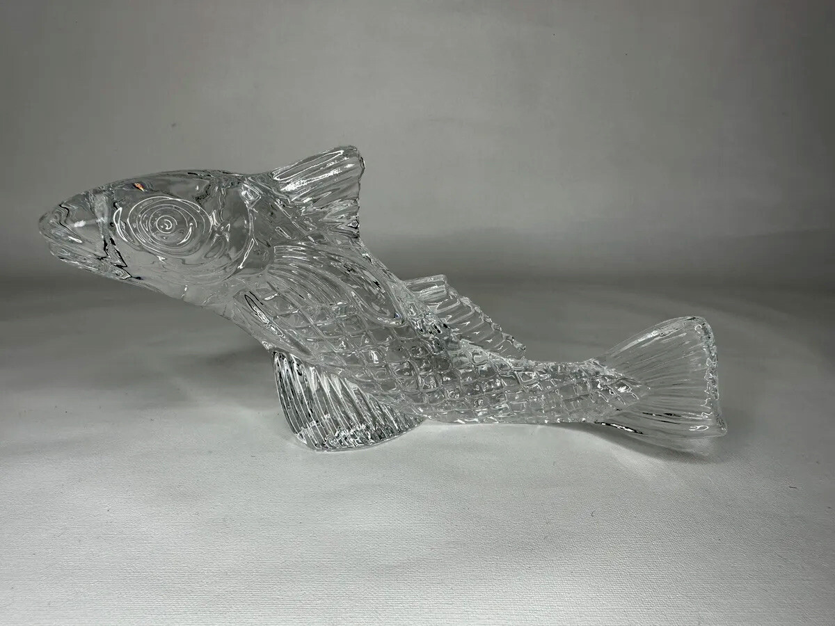 VTG BACCARAT Crystal Jumping FISH KOI CARP GOLDFISH Figurine