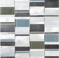 Mosaik Fliese Aluminium Kombination Glasmosaik Braun KüChenrüCkwand MOS49-0205
