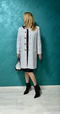 RRP $3795 DOLCE & GABBANA White Black Polka Dot Jacquard Lady Coat IT-46