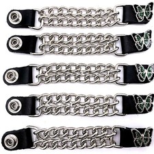5 GREEN BUTTERFLY WOMEN'S DOUBLE CHAIN MOTORCYCLE BIKER VEST EXTENDERS USA MADE