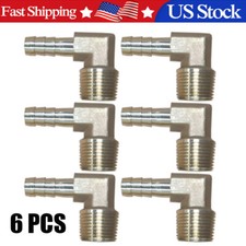 6 PCS 3/8 HOSE BARB ELBOW X 3/8 MALE NPT Brass Pipe Fitting Gas Fuel Water