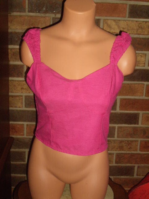 JAPNA SMOCKED BACK CROP TOP BLOUSE SIZE L COLOR PINK NWOT'S