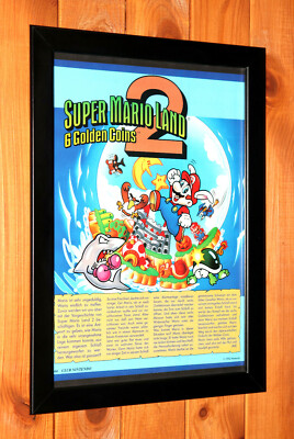 希少 1980s【マリオ・アバチ】 ヴィンテージ 額装 エキシビジョンポスター 1992 Super Mario Land 2 6 Golden Coins Vintage Small Promo Poster