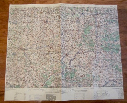 Vintage - June 1943 Map of North West Europe Amiens - Mons