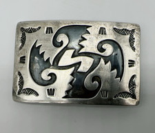 VTG Native American Sterling Silver Overlay Belt Buckle 70.8g ybx
