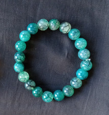 Dragon Vein Agate 10mm Beads Reiki Charged 7.5 inches Yoga Stretchy Bracelet