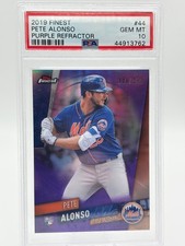 2019 Finest #44 Pete Alonso Purple Refractor PSA Gem MT 10
