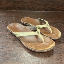 OluKai Aukai Women's Flip Flop Sandals Size 7 Brown Leather 20442-C048