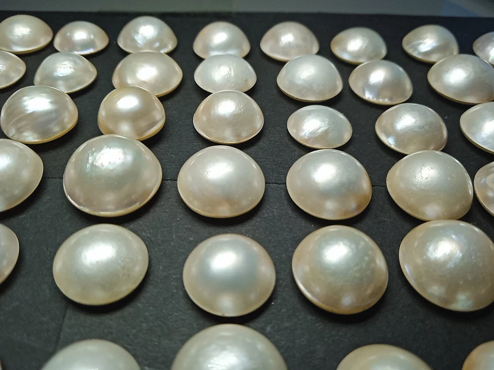 Perle Mabè BIANCO Lotto SCIOLTI 72pc Cabochon 11-12mm Pearls Cultured Orafo - Immagine 3 di 4