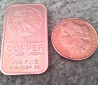 1 oz walking liberty copper bar plus 1/4 oz morgan copper round