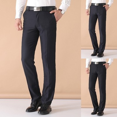 Polyester Spandex Herren Slim Fit Business Hose Volle Länge Einfarbig