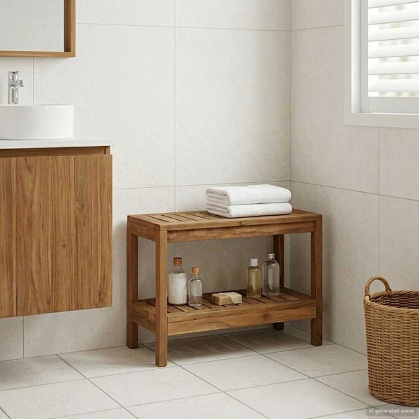 Bad Beistelltisch Natur 60 X 30 X 45 Cm Massivholz Teak BAD Beistelltisch Rustik-image