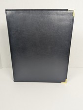 VTG Hazel Leather 3 Ring Zip Portfolio Binder 8”x10.5"x2.5" Black Made In Mexico