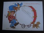 vintage greeting card Linda K. Powell BIRTHDAY Band Boy Plays Big Drum w/ Birds — photo 1